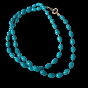 Vintage Oops A Daisy Beaded Necklace Tiffany Turquoise Blue Duck Beads 18”